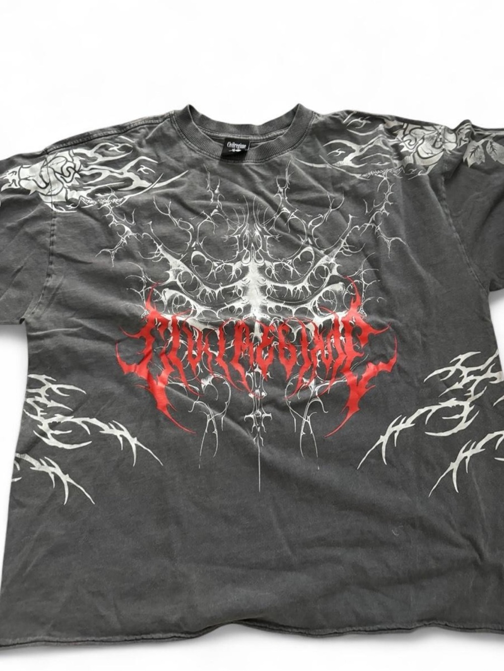 Civil Regime Men's Gray Short Sleeve Graphic Tee with Red & White